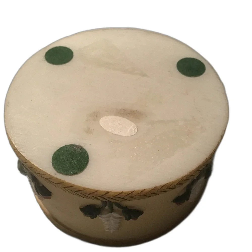 Vintage Dezine 1993 Hand-Painted Resin Straw Hat Trinket Box - Floral Garden 3